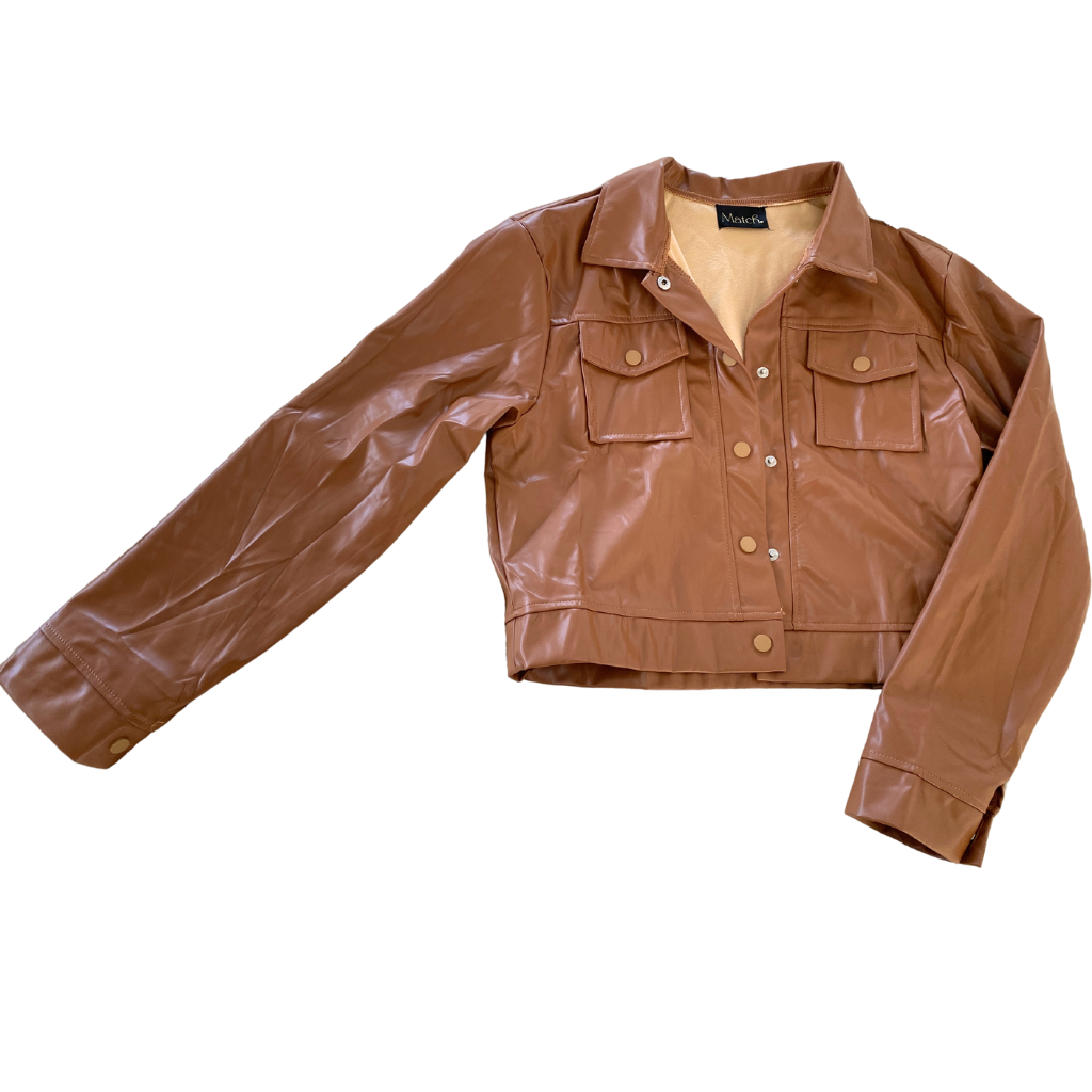 Chamarra camisera tipo Vinipiel camell